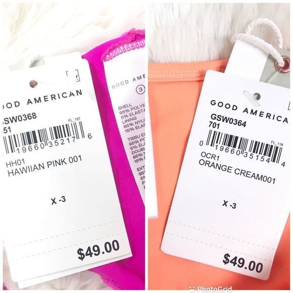 GOOD AMERICAN Triangle String Bikini Fuchsia Pink Neon Orange Small Large‎ New - Picture 10 of 10